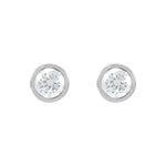 Round Diamond Bezel-Set Cocktail-Style Stud Earrings in 14K Gold - 14K White Gold