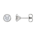 Round Diamond Bezel-Set Cocktail-Style Stud Earrings in 14K Gold - 14K White Gold