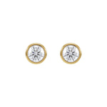 Round Diamond Bezel-Set Cocktail-Style Stud Earrings in 14K Gold - 14K Yellow Gold