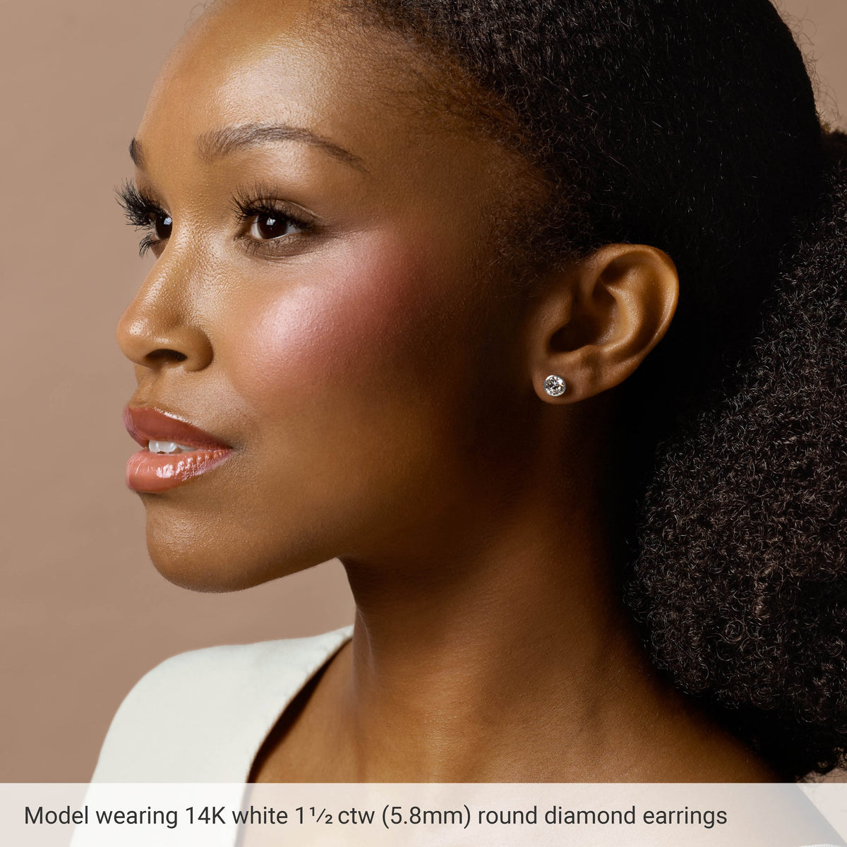 Round Diamond Bezel-Set Cocktail-Style Stud Earrings in 14K Gold - 14K Yellow Gold