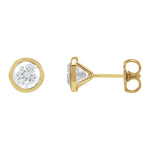 Round Diamond Bezel-Set Cocktail-Style Stud Earrings in 14K Gold - 14K Yellow Gold