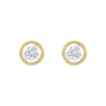 Round Diamond Bezel-Set Cocktail-Style Stud Earrings in 14K Gold - 14K Yellow Gold