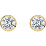 Round Diamond Bezel-Set Cocktail-Style Stud Earrings in 14K Gold - 14K Yellow Gold