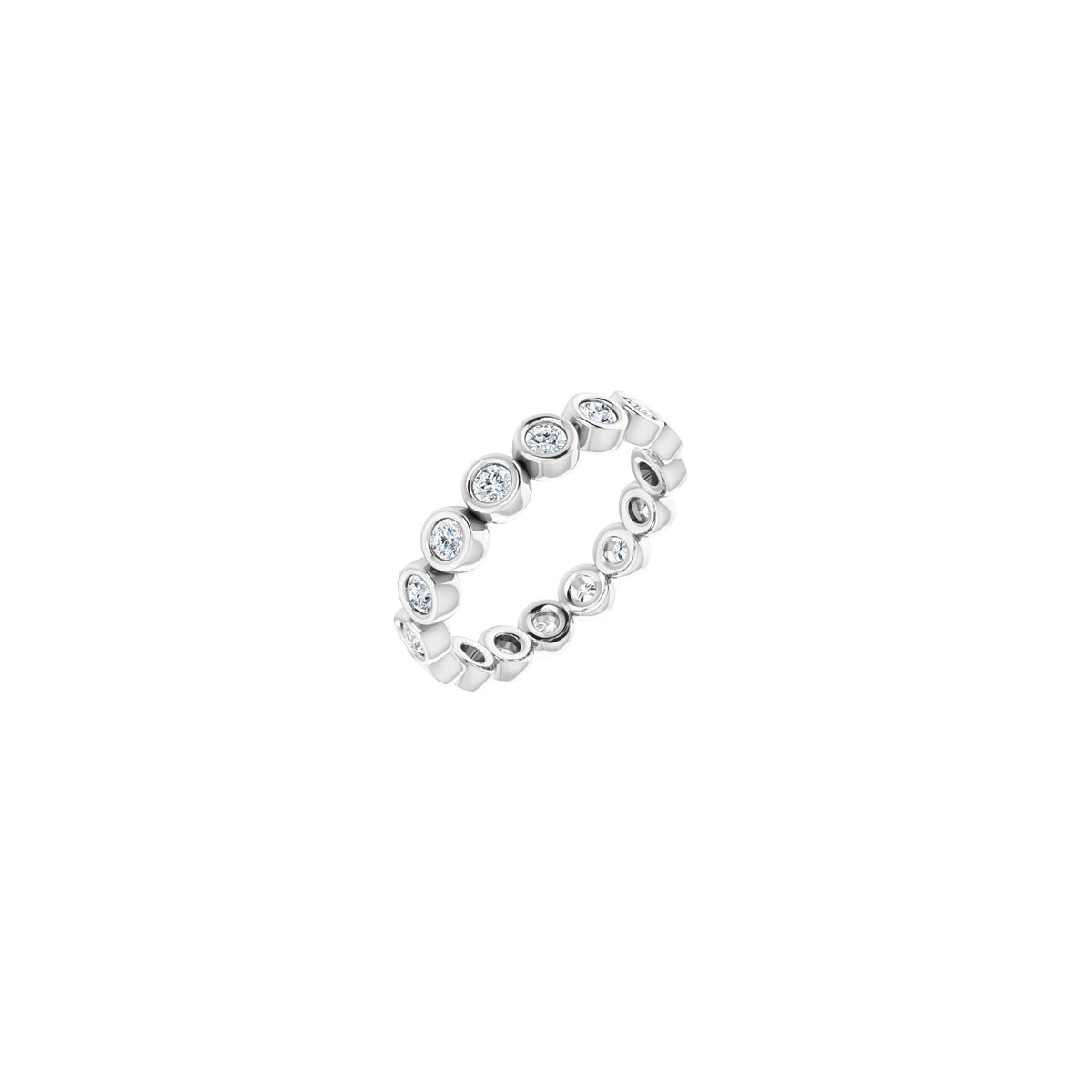 Round Diamond Bezel-Set Eternity Band in 14K Gold - 14K White Gold