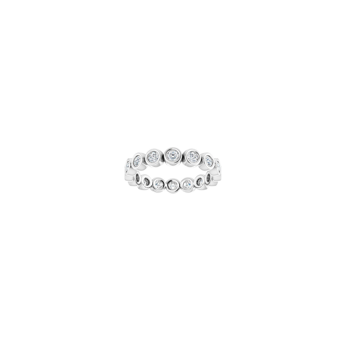 Round Diamond Bezel-Set Eternity Band in 14K Gold - 14K White Gold