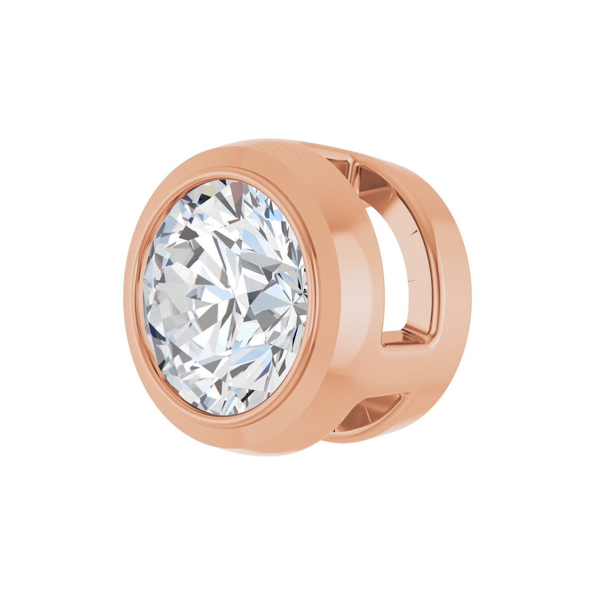 Round Diamond Bezel-Set Slide Pendant in 14K Gold - 14K Rose Gold