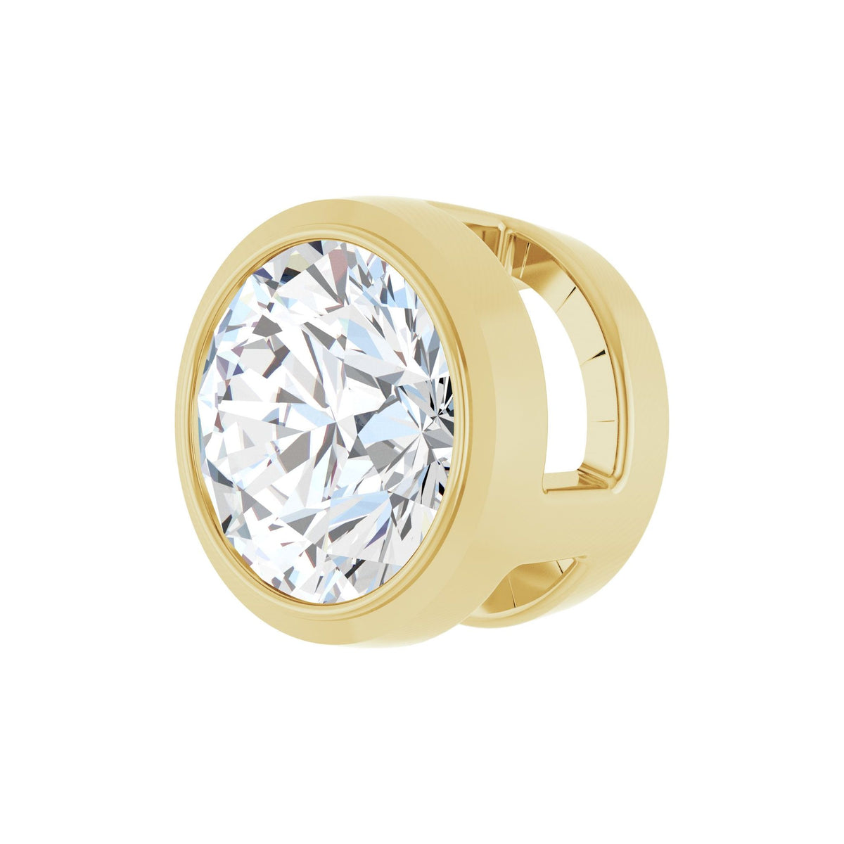 Round Diamond Bezel-Set Slide Pendant in 14K Gold - 14K Yellow Gold