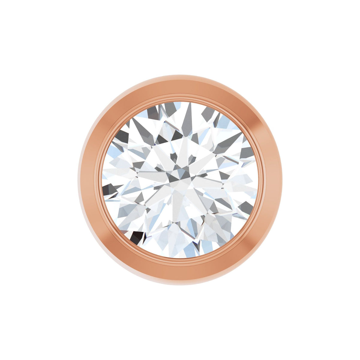 Round Diamond Bezel-Set Slide Pendant in 14K Gold - 14K Rose Gold