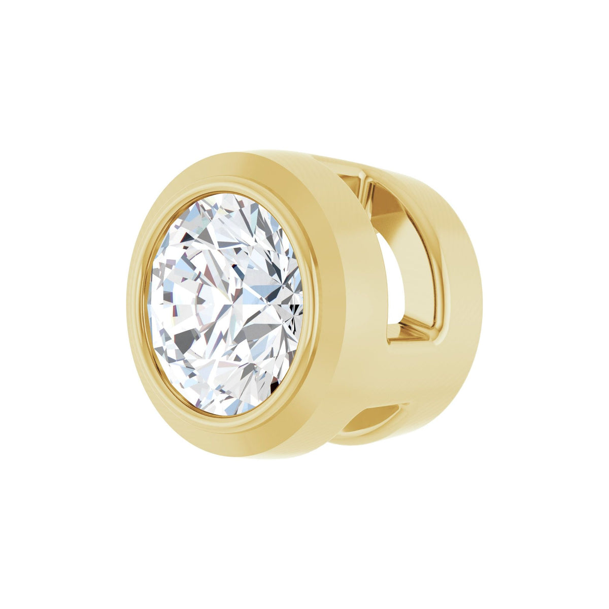 Round Diamond Bezel-Set Slide Pendant in 14K Gold - 14K Yellow Gold