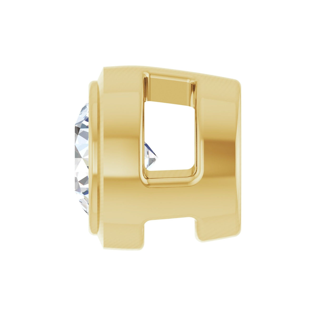 Round Diamond Bezel-Set Slide Pendant in 14K Gold - 14K Yellow Gold