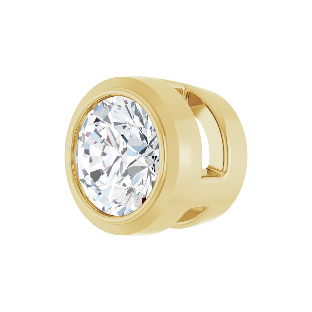Round Diamond Bezel-Set Slide Pendant in 14K Gold - 14K Yellow Gold