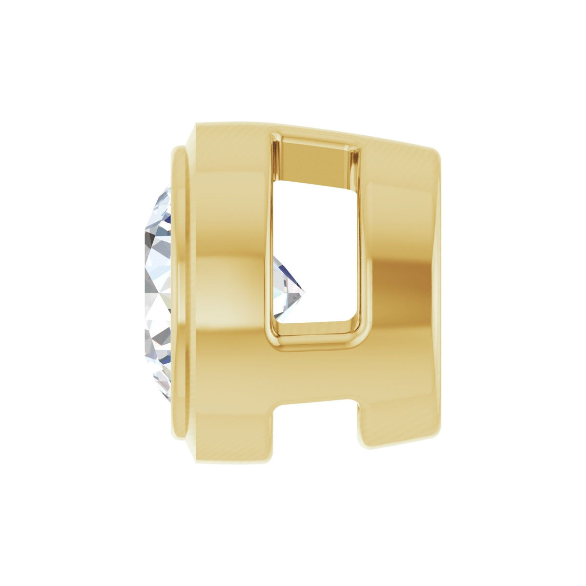 Round Diamond Bezel-Set Slide Pendant in 14K Gold - 14K Yellow Gold