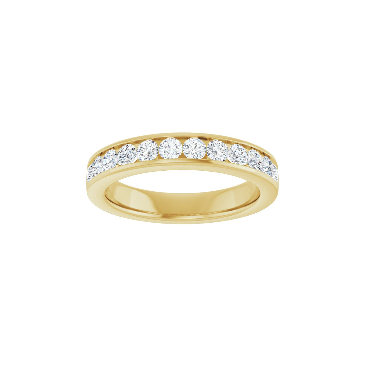 Round Diamond Channel-Set Half Eternity Band in 14K Gold or Platinum - 14K Yellow Gold