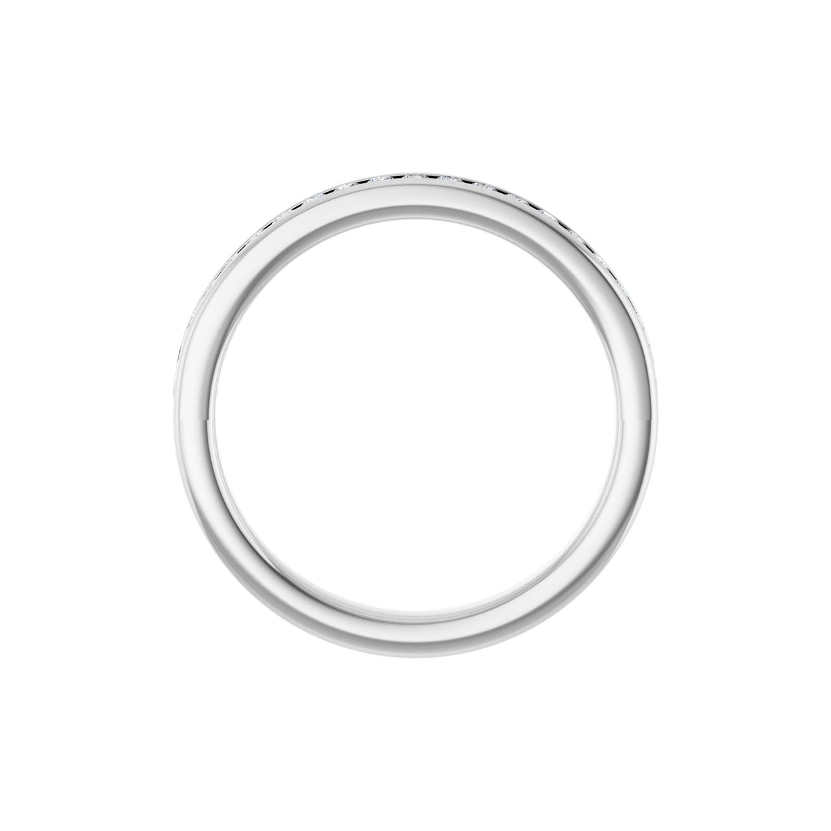 Round Diamond Channel-Set Half Eternity Band in 14K Gold or Platinum - 14K White Gold