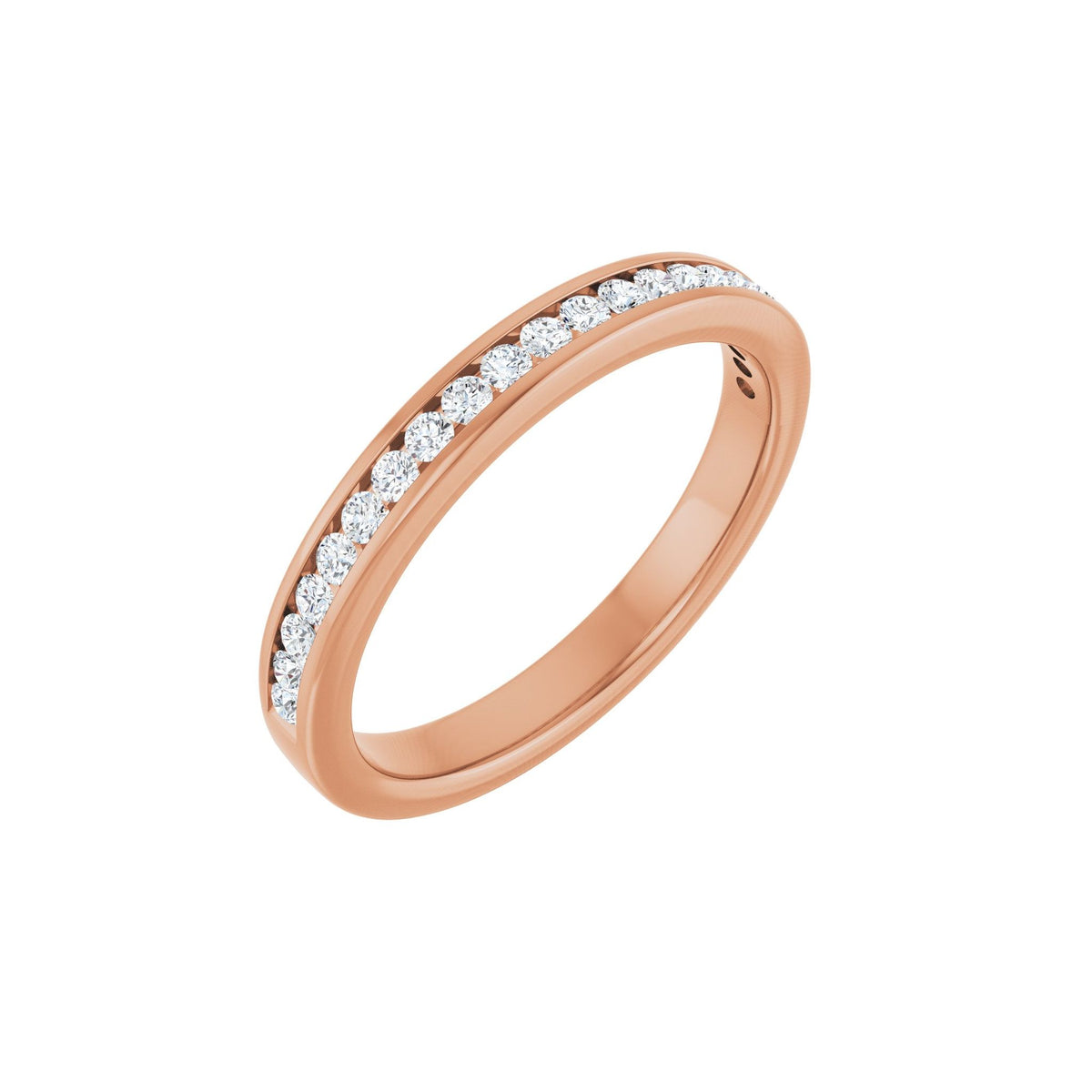 Round Diamond Channel-Set Half Eternity Band in 14K Gold or Platinum - 14K Rose Gold