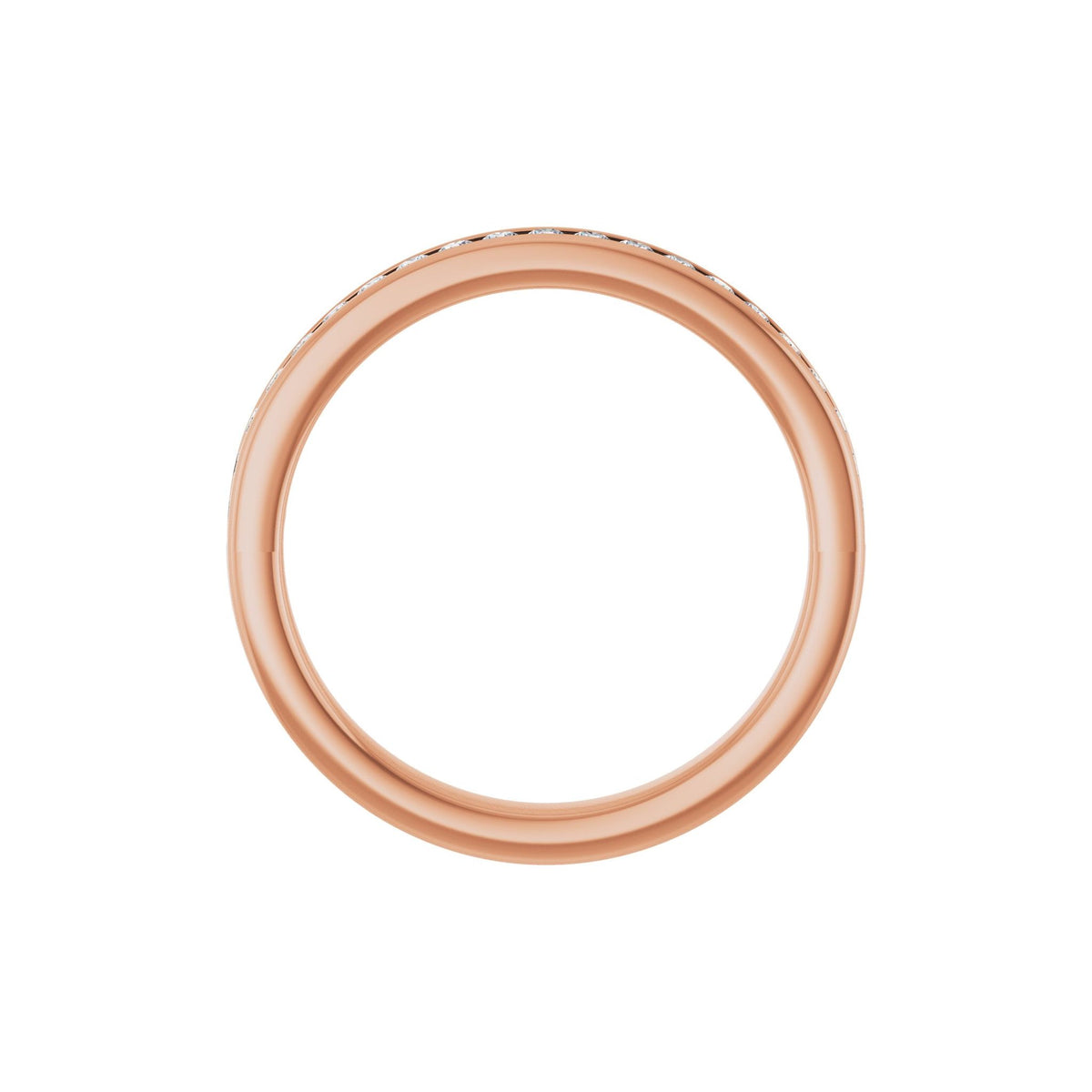 Round Diamond Channel-Set Half Eternity Band in 14K Gold or Platinum - 14K Rose Gold