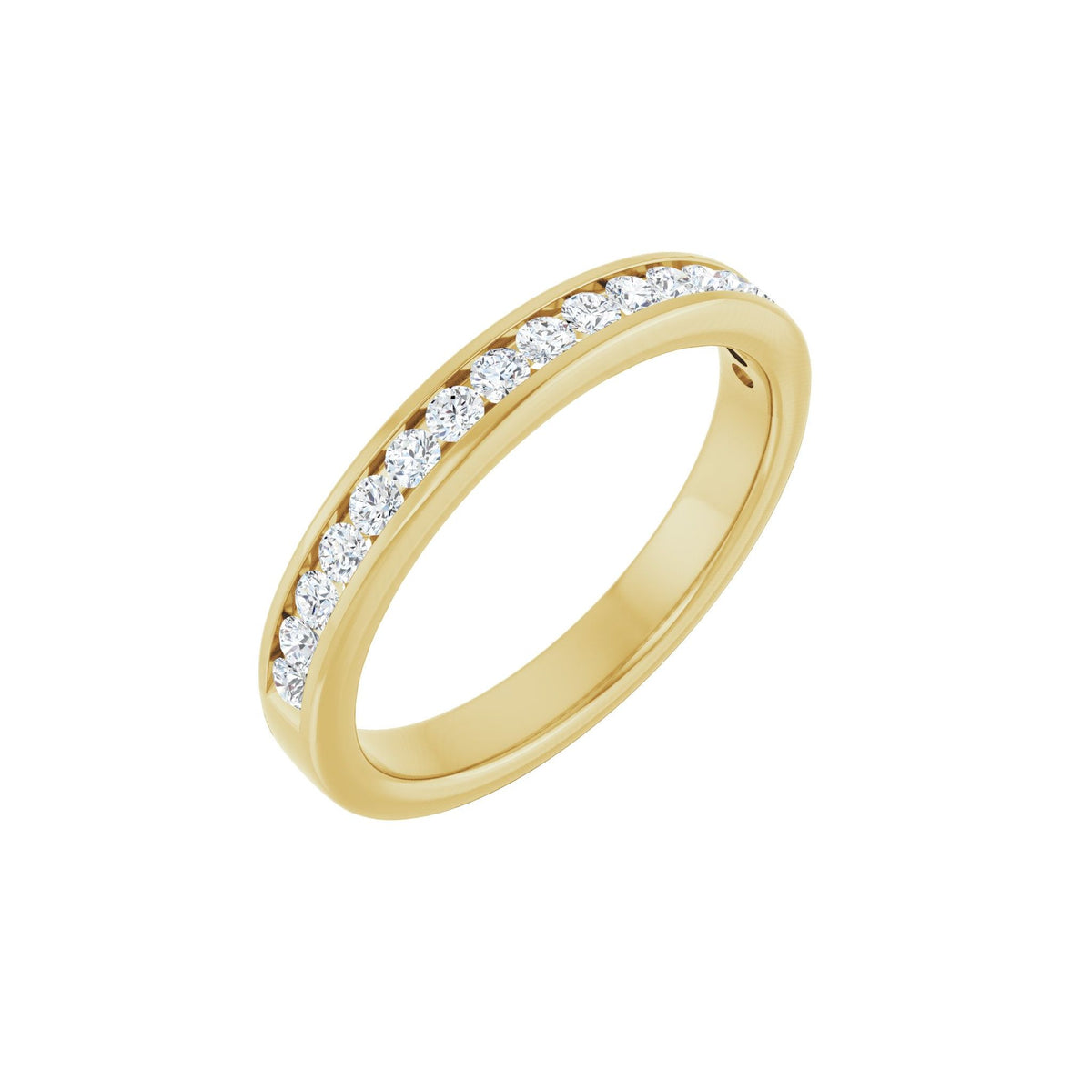 Round Diamond Channel-Set Half Eternity Band in 14K Gold or Platinum - 14K Yellow Gold