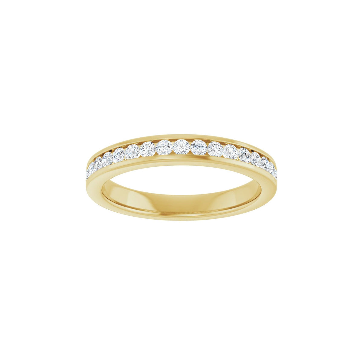 Round Diamond Channel-Set Half Eternity Band in 14K Gold or Platinum - 14K Yellow Gold