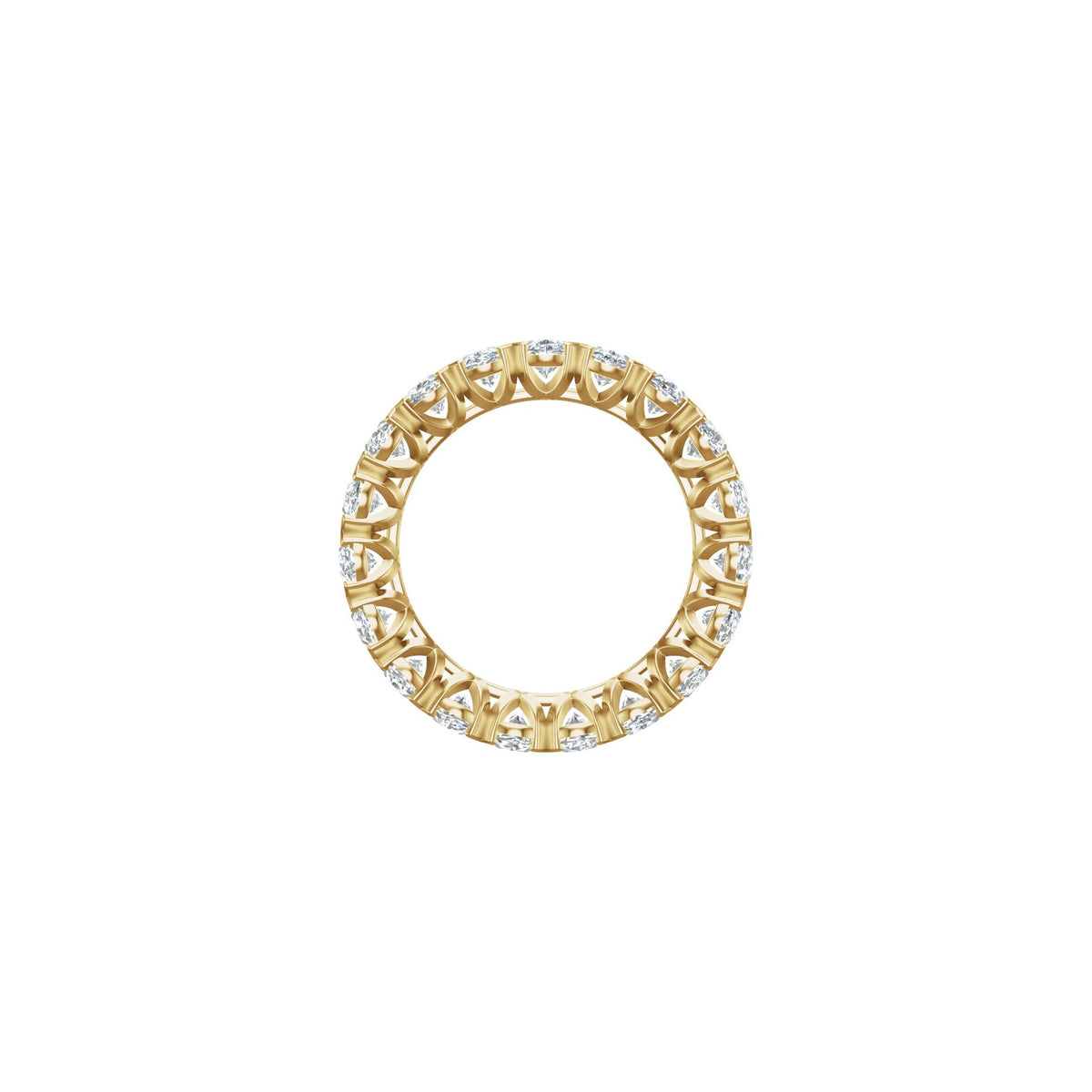 Round Diamond Low Profile V-Prong Eternity Band in 14K Gold - 14K Yellow Gold