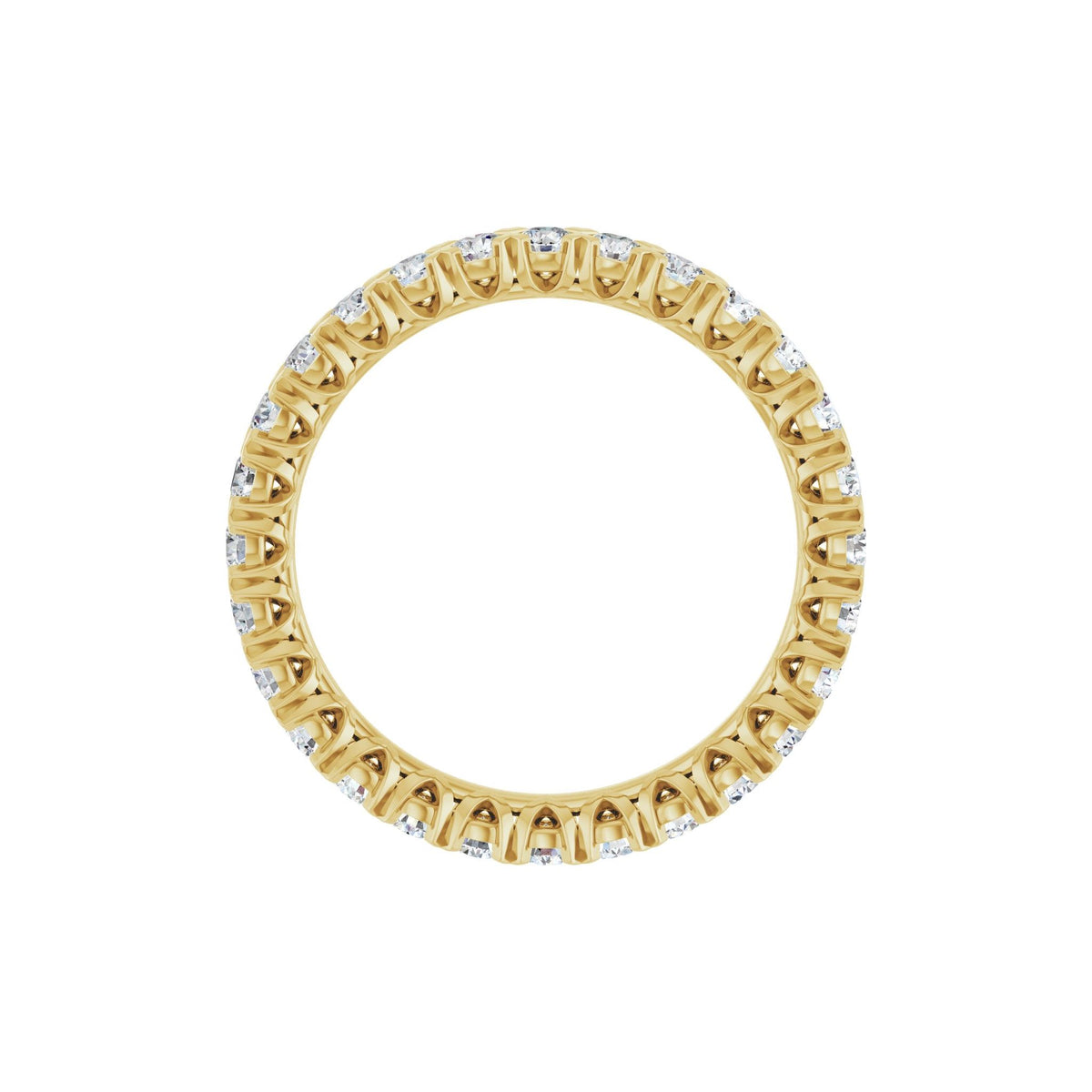 Round Diamond Low Profile V-Prong Eternity Band in 14K Gold - 14K Yellow Gold