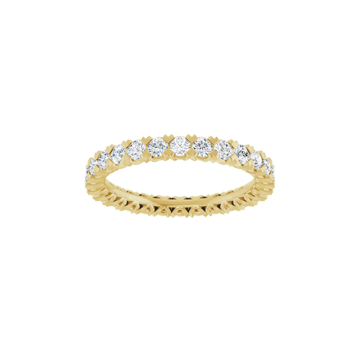 Round Diamond Low Profile V-Prong Eternity Band in 14K Gold - 14K Yellow Gold