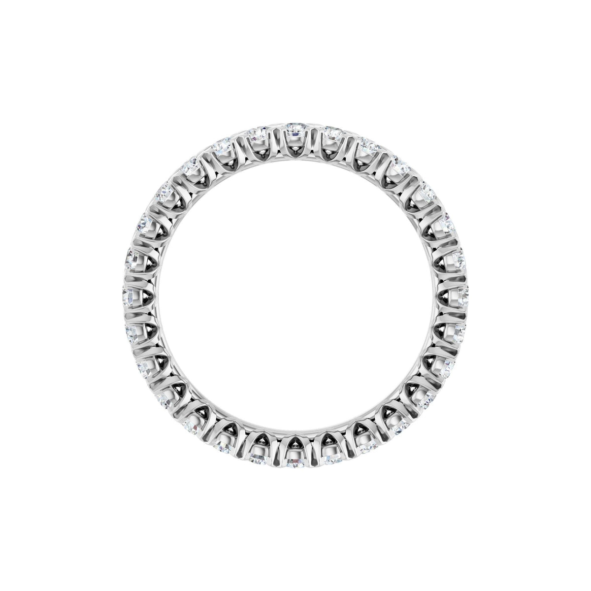 Round Diamond Low Profile V-Prong Eternity Band in 14K Gold - 14K White Gold