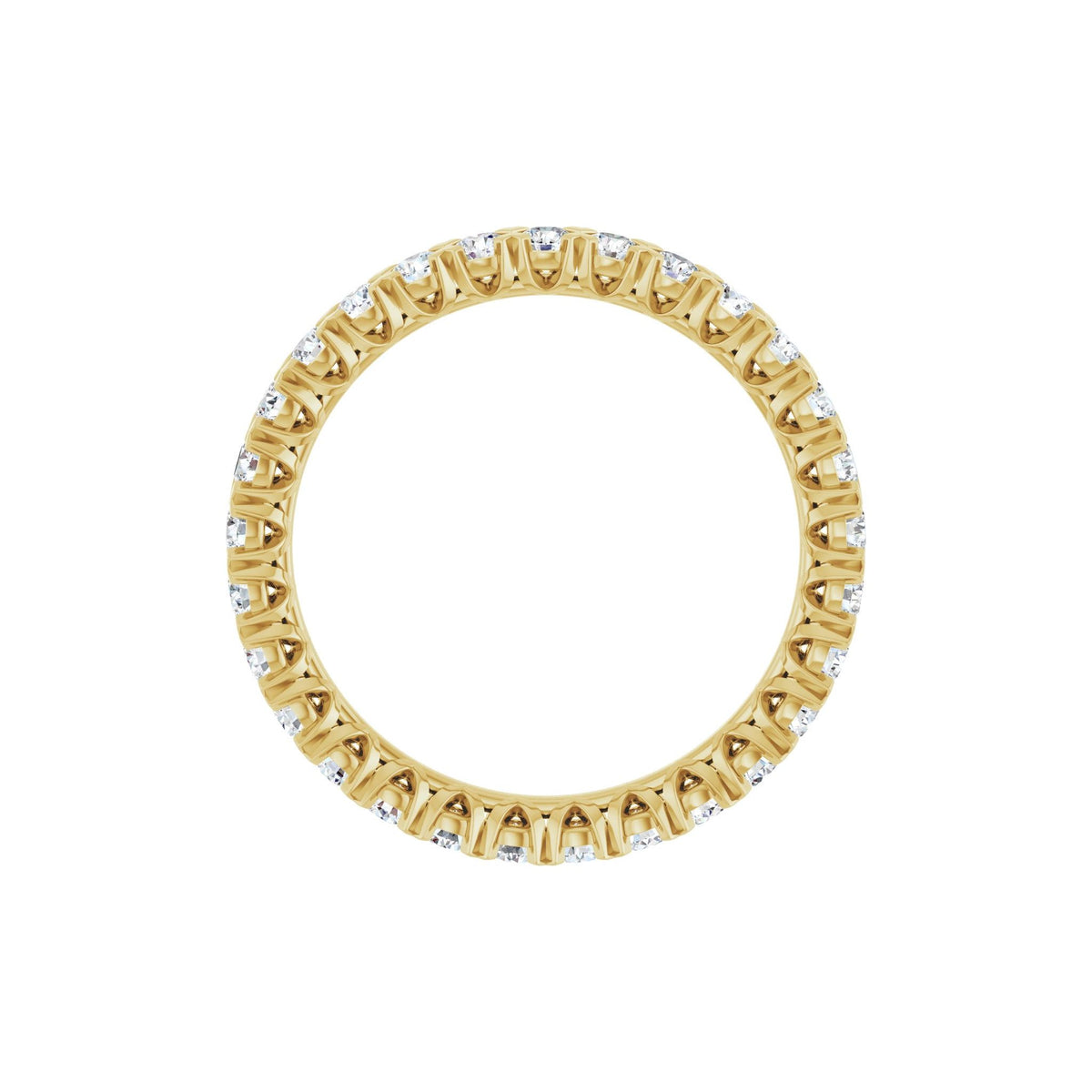 Round Diamond Low Profile V-Prong Eternity Band in 14K Gold - 14K Yellow Gold