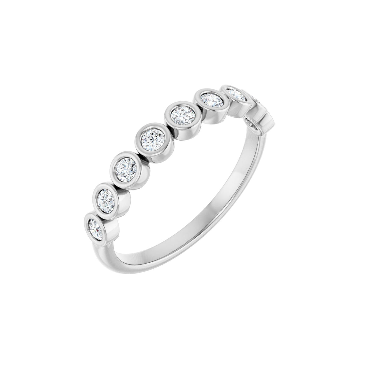 Round Lab-Grown Diamond Bezel-Set Half Eternity Band in 14K Gold - 14K White Gold