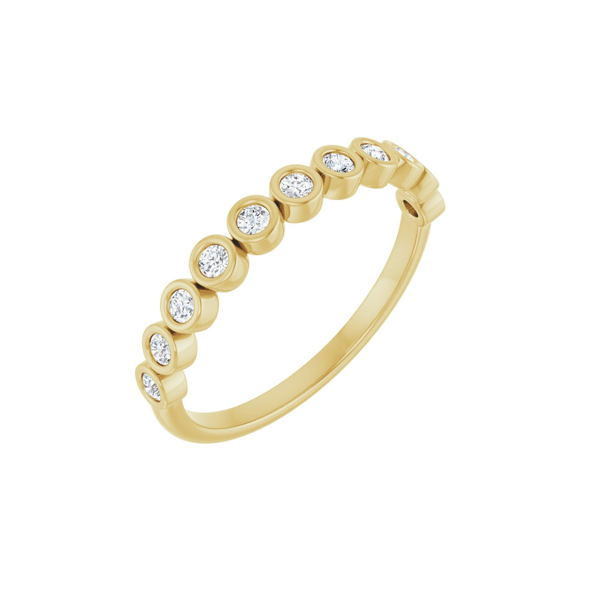 Round Lab-Grown Diamond Bezel-Set Half Eternity Band in 14K Gold - 14K Yellow Gold