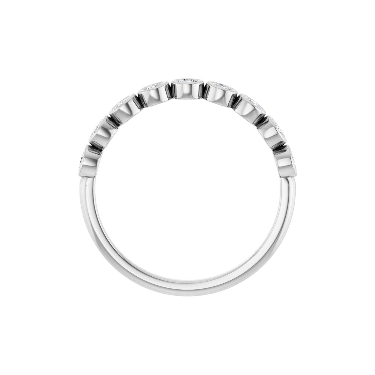 Round Lab-Grown Diamond Bezel-Set Half Eternity Band in 14K Gold - 14K White Gold