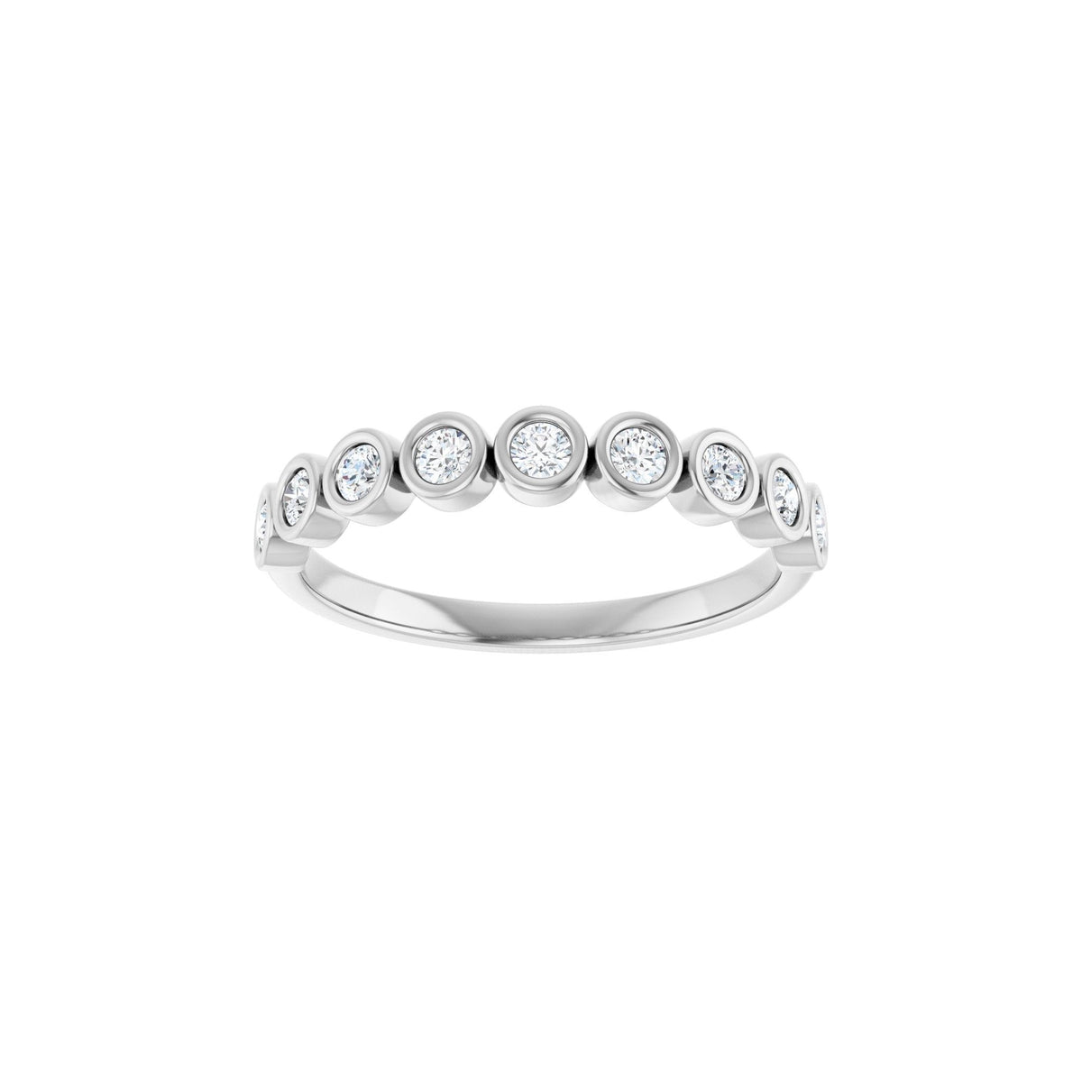 Round Lab-Grown Diamond Bezel-Set Half Eternity Band in 14K Gold - 14K White Gold