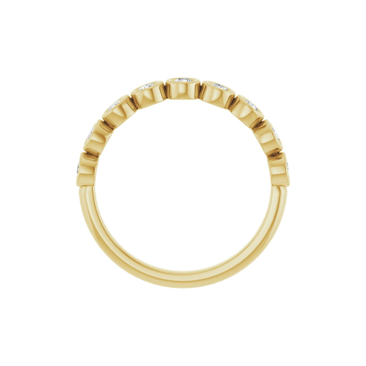 Round Lab-Grown Diamond Bezel-Set Half Eternity Band in 14K Gold - 14K Yellow Gold