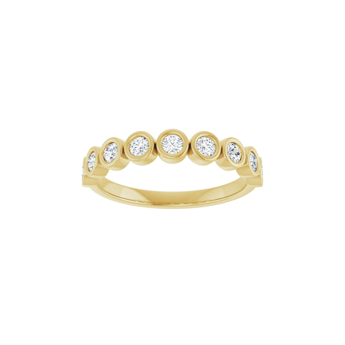Round Lab-Grown Diamond Bezel-Set Half Eternity Band in 14K Gold - 14K Yellow Gold