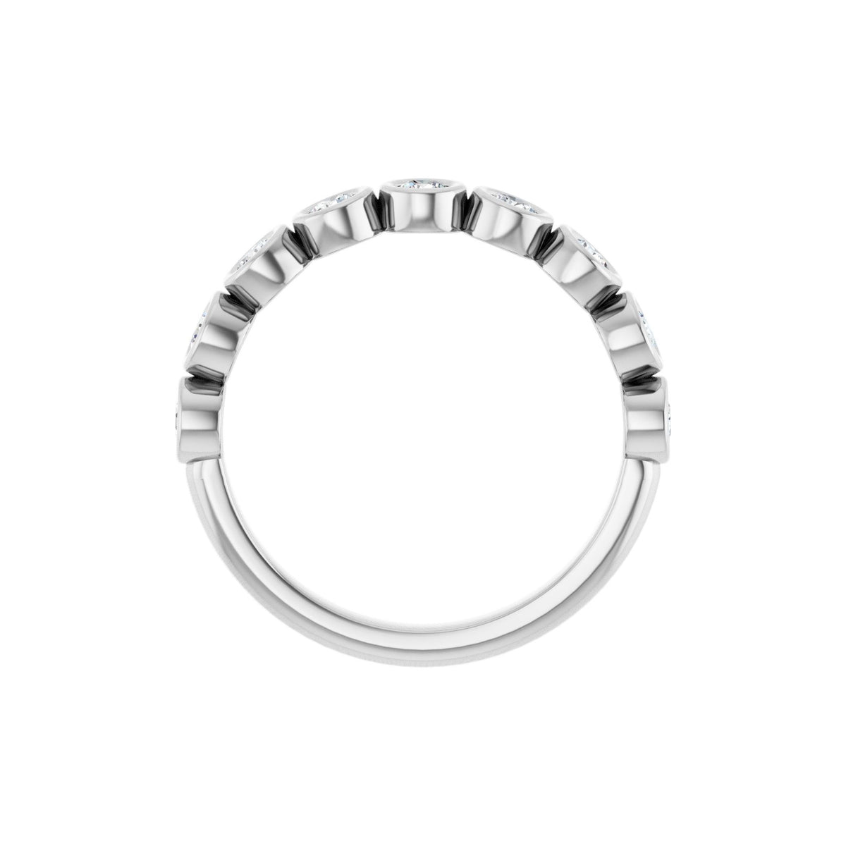 Round Lab-Grown Diamond Bezel-Set Half Eternity Band in 14K Gold - 14K White Gold
