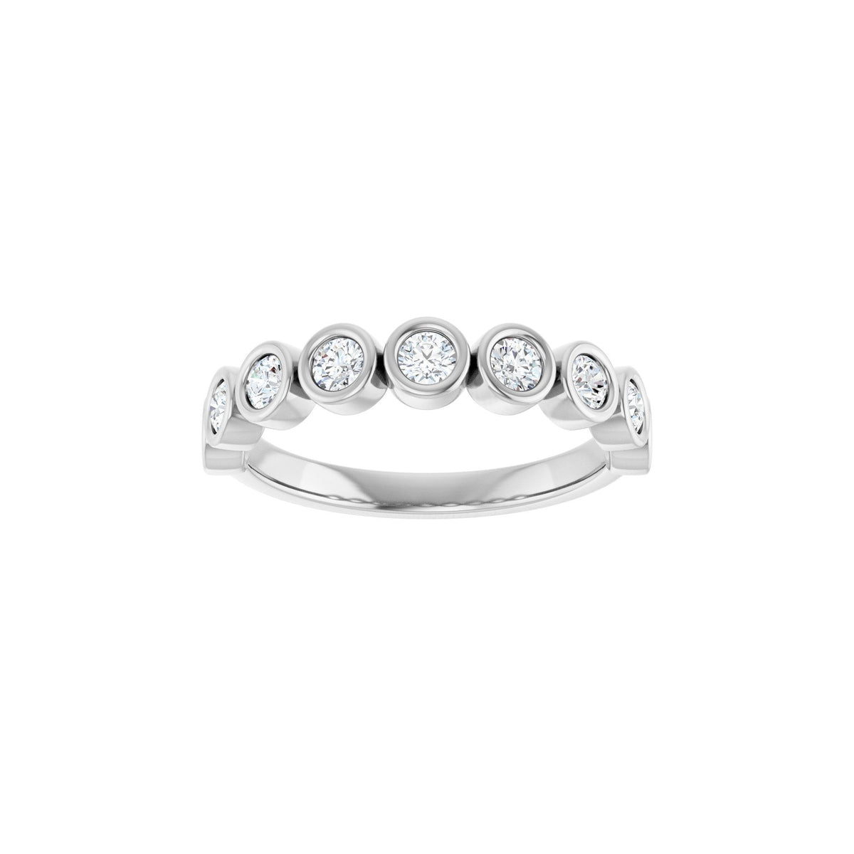 Round Lab-Grown Diamond Bezel-Set Half Eternity Band in 14K Gold - 14K White Gold
