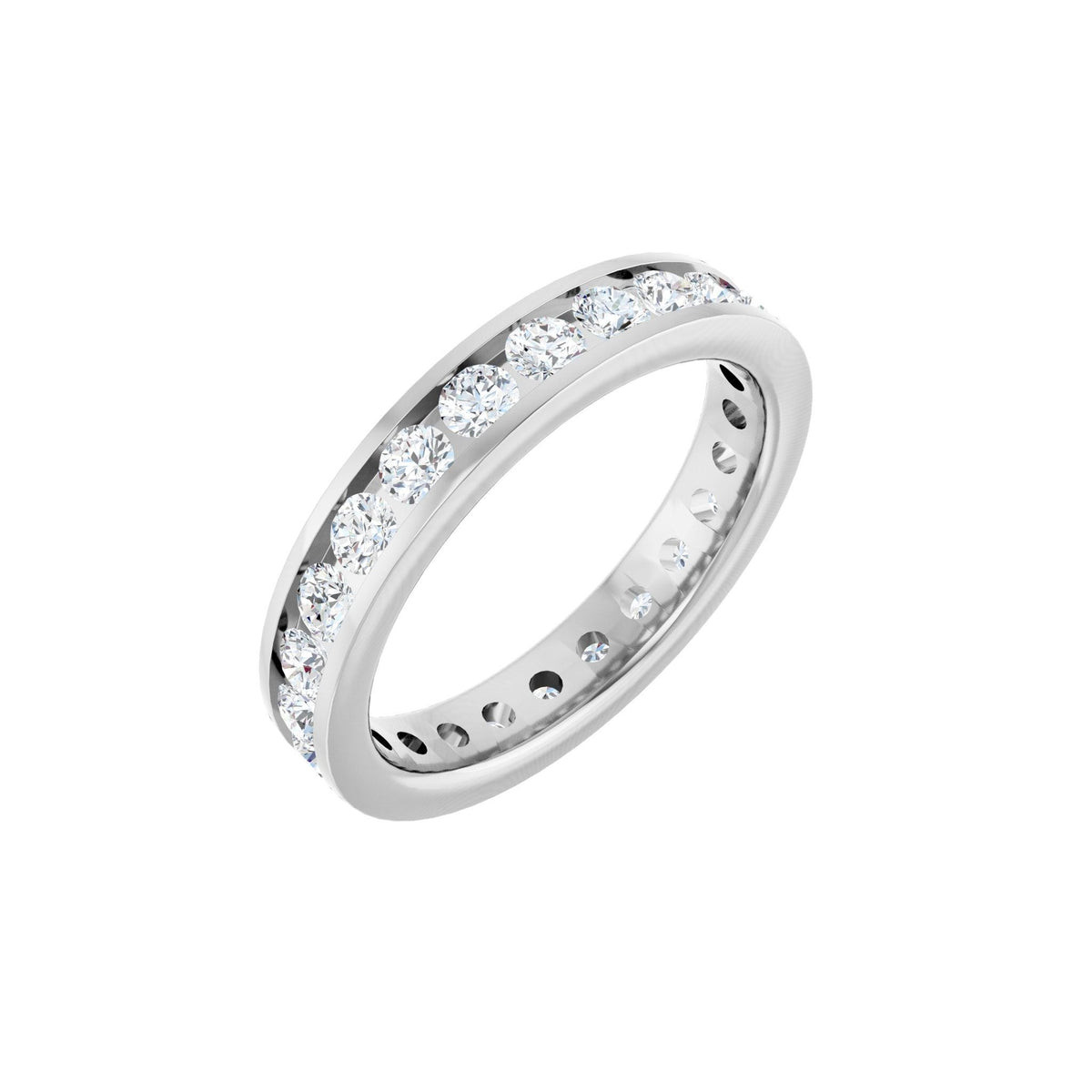 Round Lab-Grown Diamond Channel-Set Eternity Band in 14K Gold - 14K White Gold