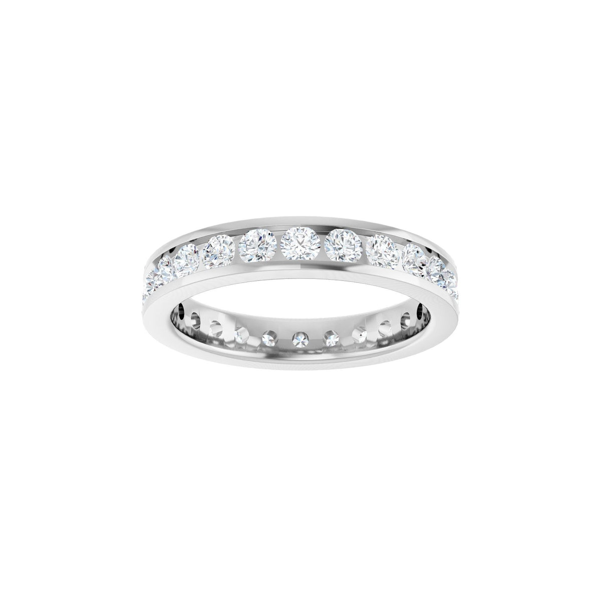 Round Lab-Grown Diamond Channel-Set Eternity Band in 14K Gold - 14K White Gold