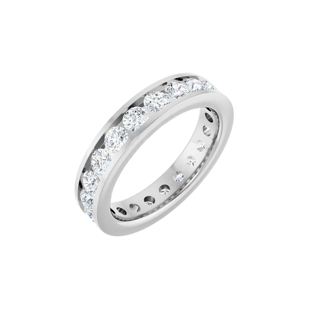 Round Lab-Grown Diamond Channel-Set Eternity Band in 14K Gold - 14K White Gold