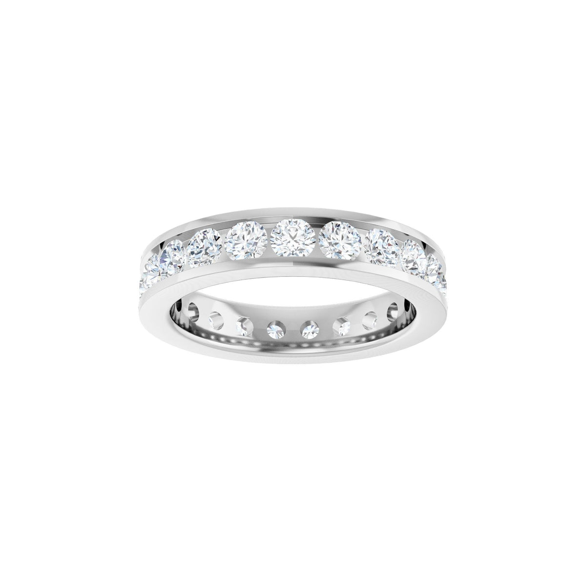 Round Lab-Grown Diamond Channel-Set Eternity Band in 14K Gold - 14K White Gold