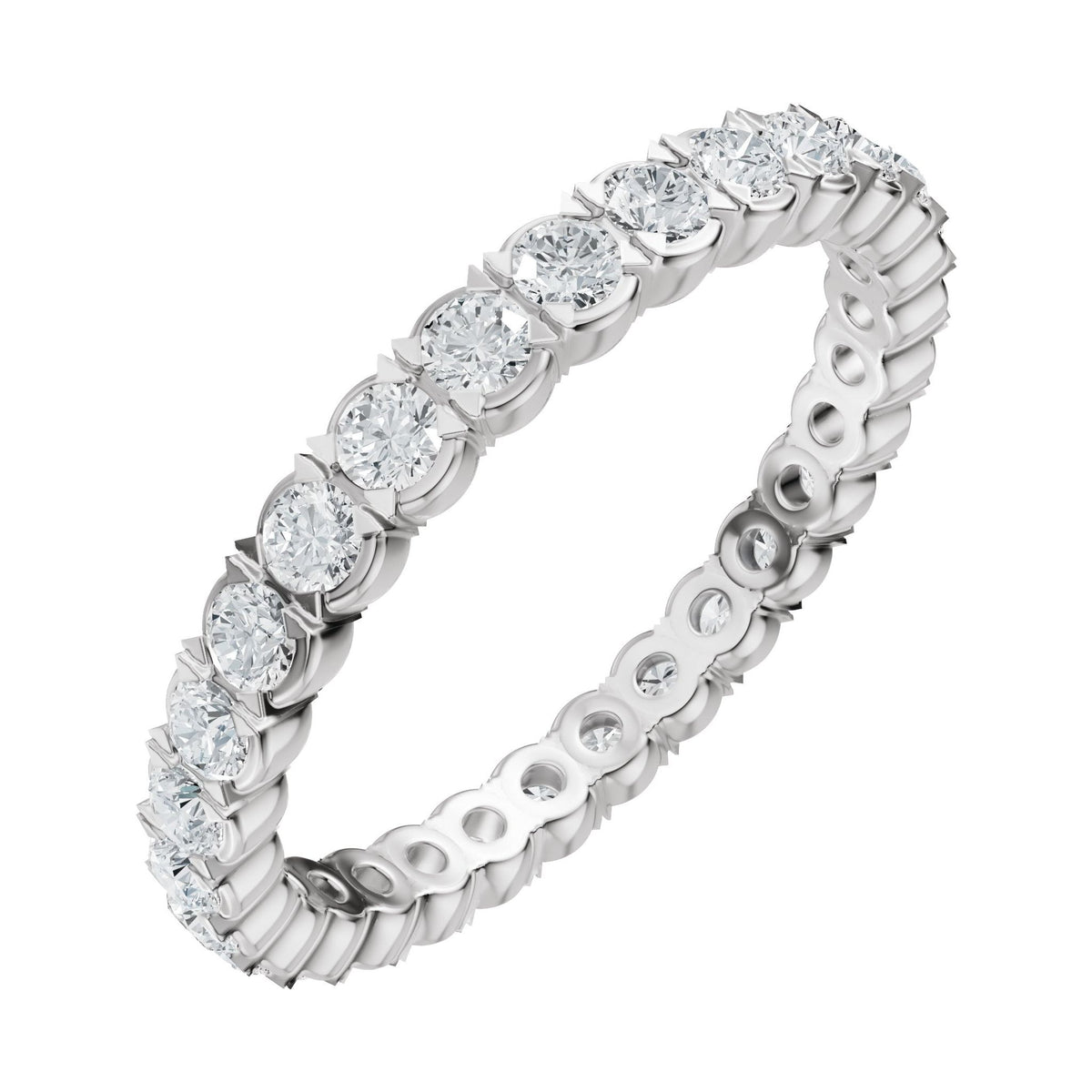 Round Lab-Grown Diamond Eternity Band in 14K Gold - 14K White Gold