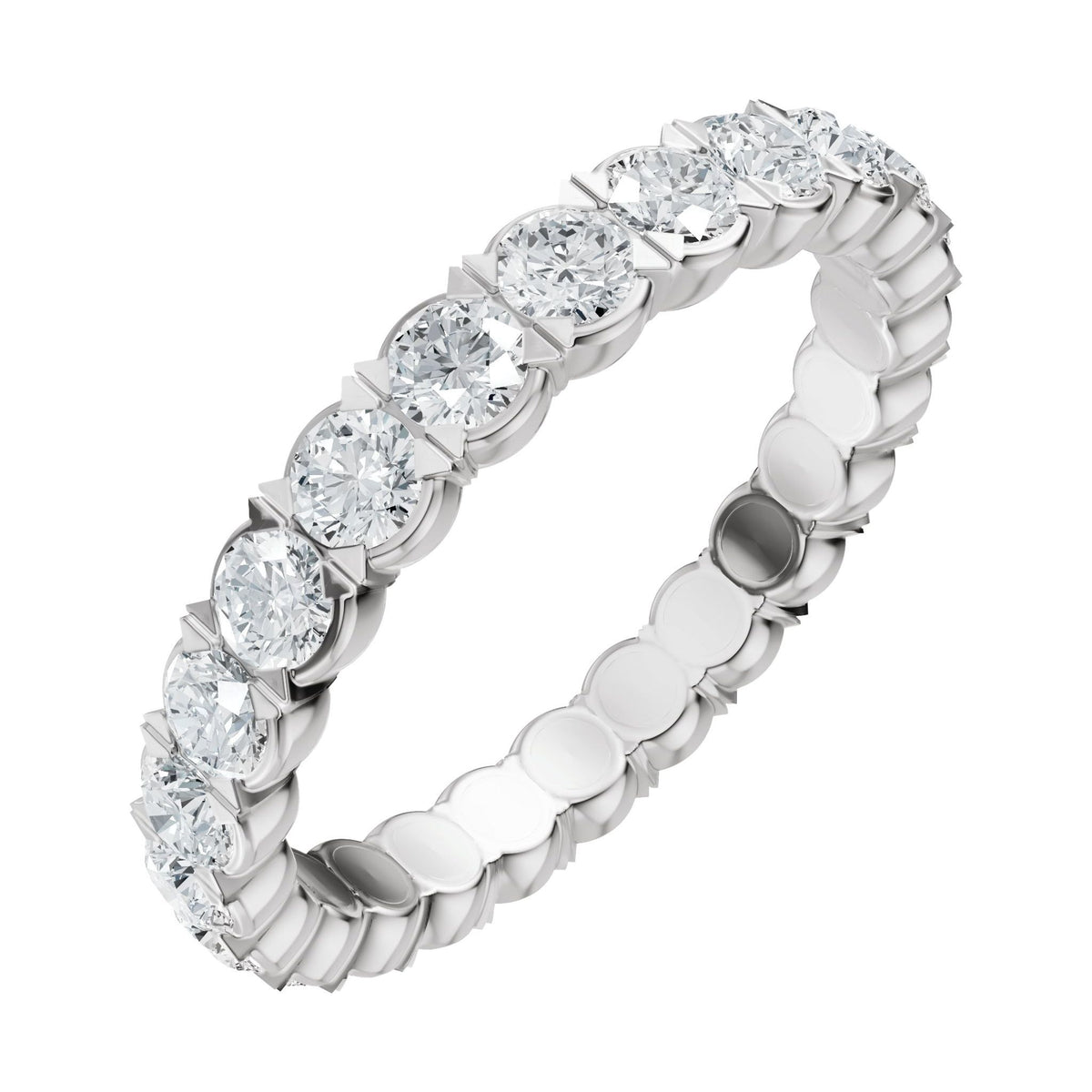 Round Lab-Grown Diamond Eternity Band in 14K Gold - 14K White Gold