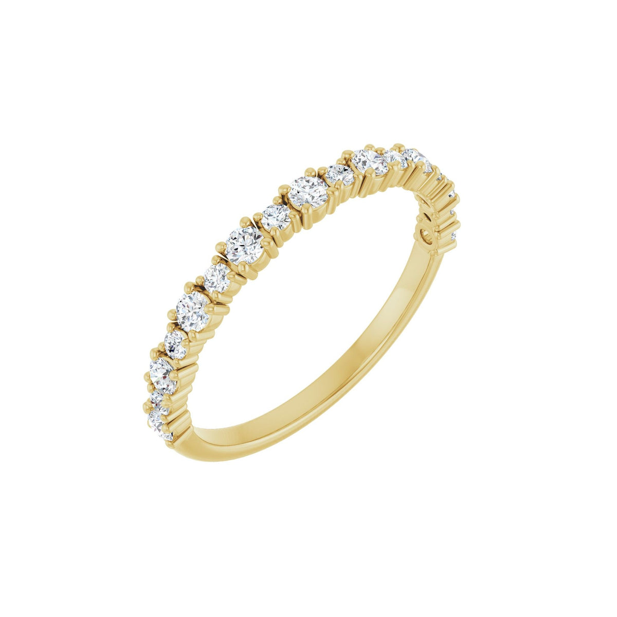 Round Lab-Grown Diamond Half Eternity Band in 14K Gold or Platinum - 14K Yellow Gold