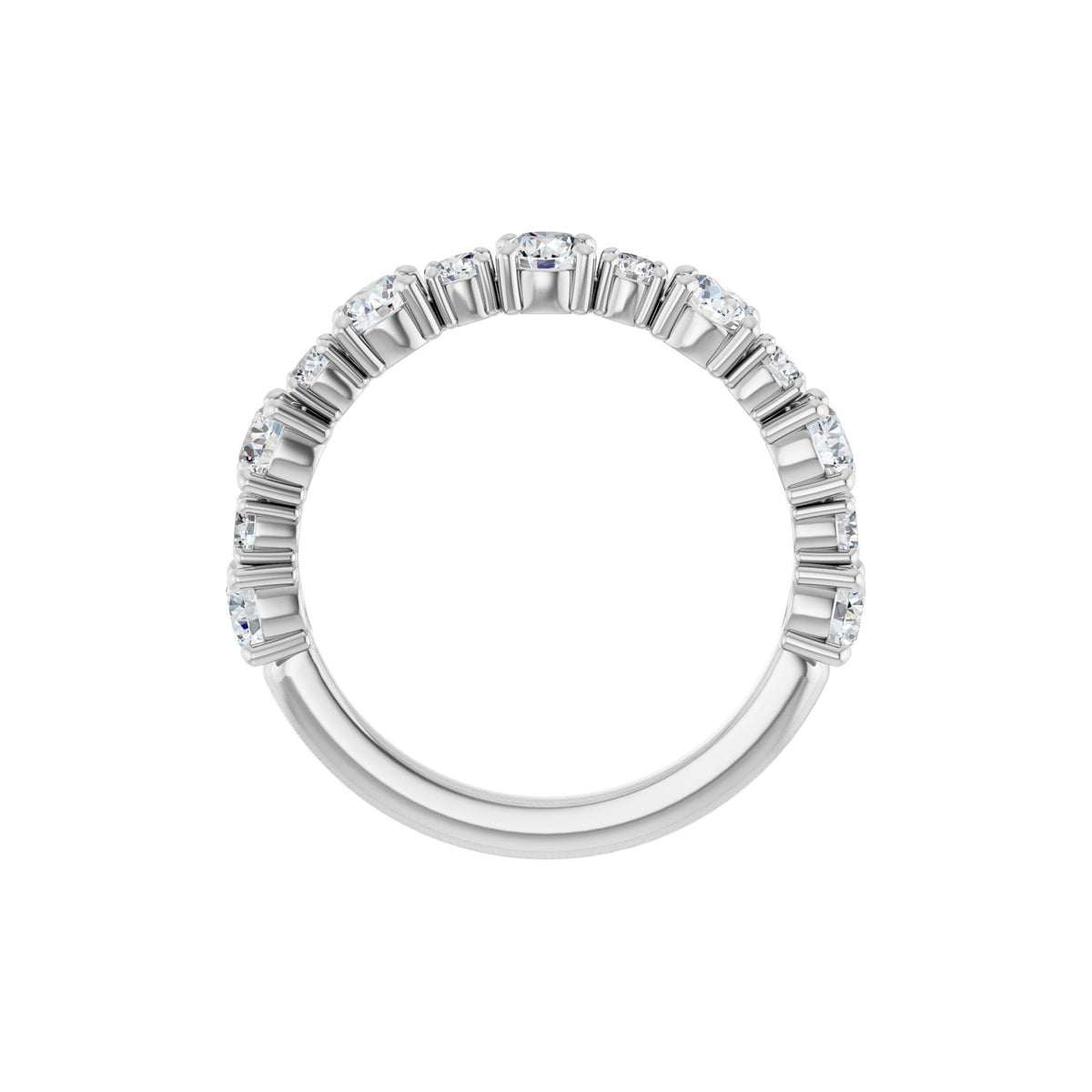 Round Lab-Grown Diamond Half Eternity Band in 14K Gold or Platinum - 14K White Gold