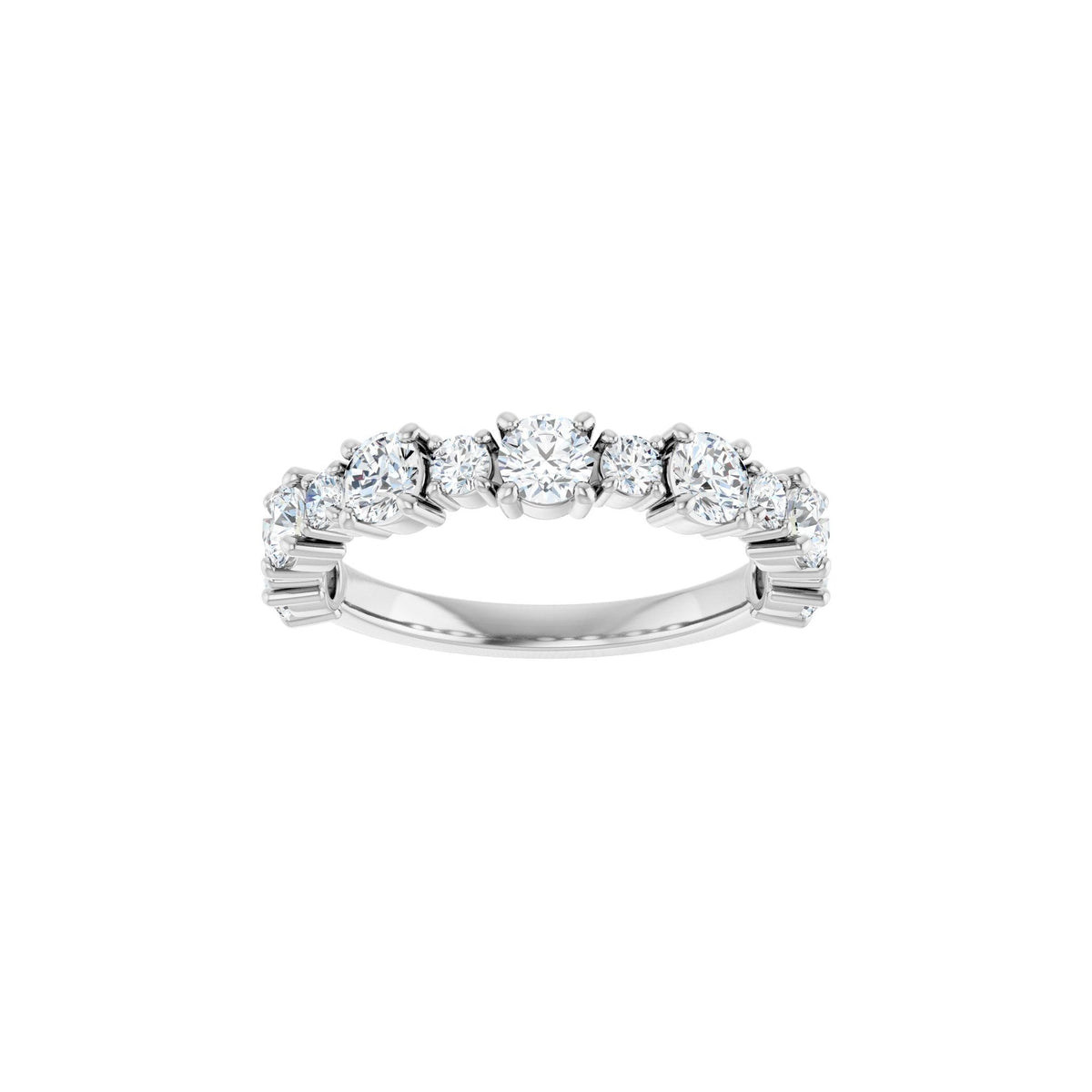 Round Lab-Grown Diamond Half Eternity Band in 14K Gold or Platinum - 14K White Gold