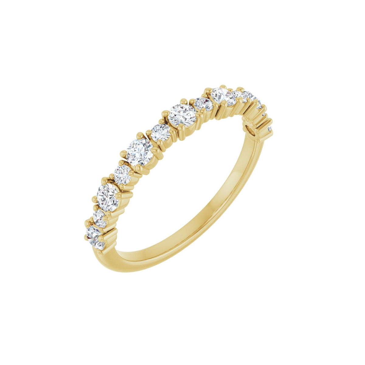 Round Lab-Grown Diamond Half Eternity Band in 14K Gold or Platinum - 14K Yellow Gold