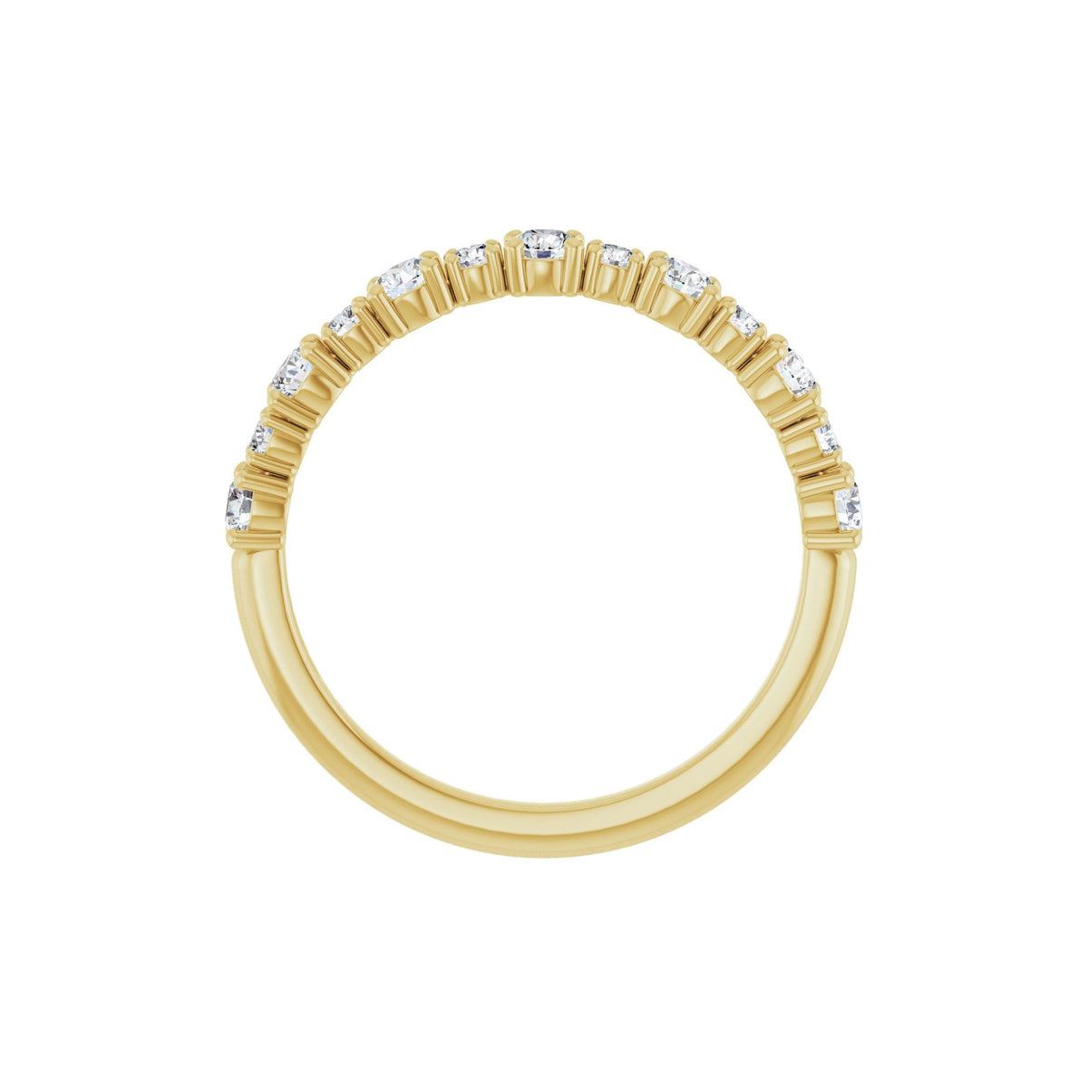Round Lab-Grown Diamond Half Eternity Band in 14K Gold or Platinum - 14K Yellow Gold