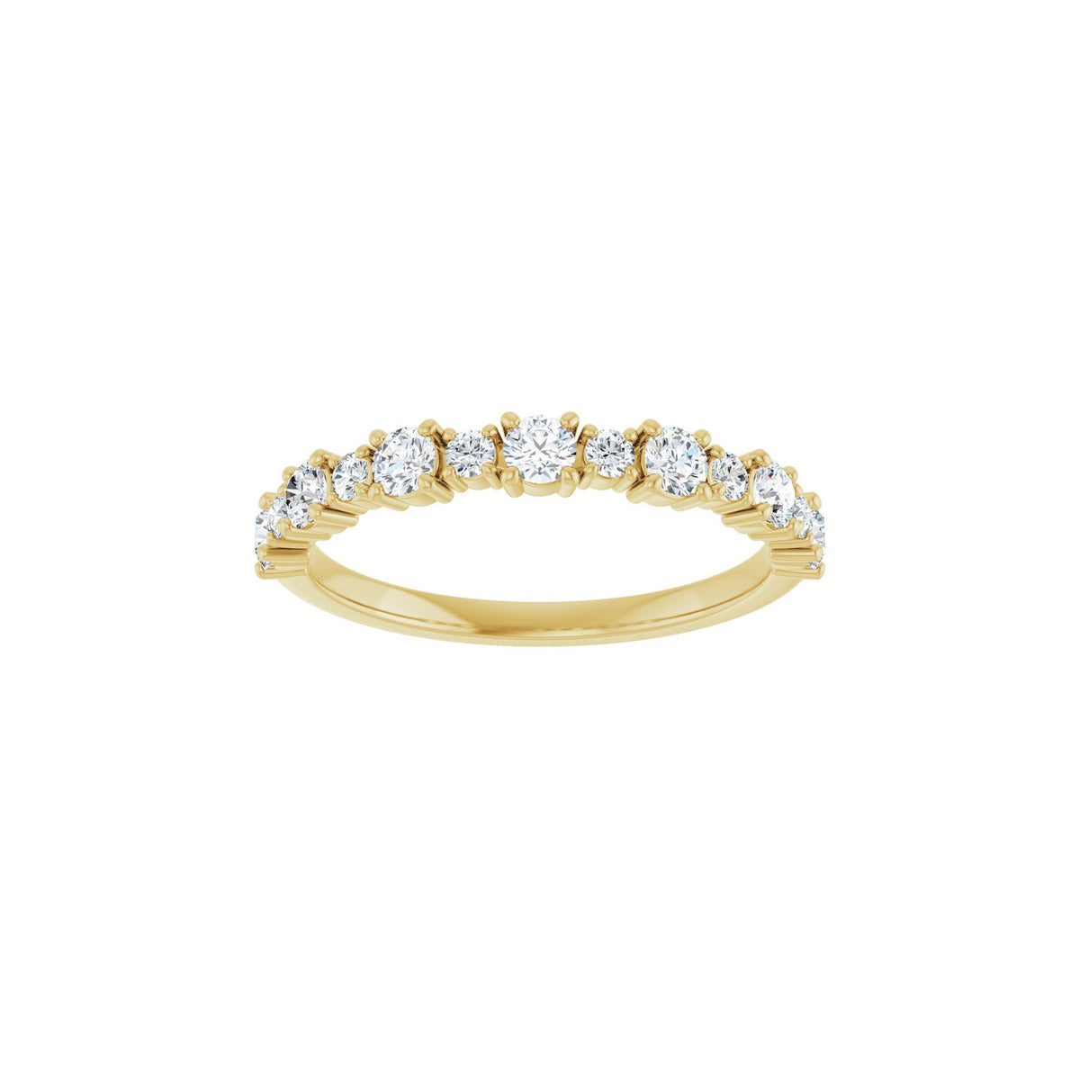 Round Lab-Grown Diamond Half Eternity Band in 14K Gold or Platinum - 14K Yellow Gold