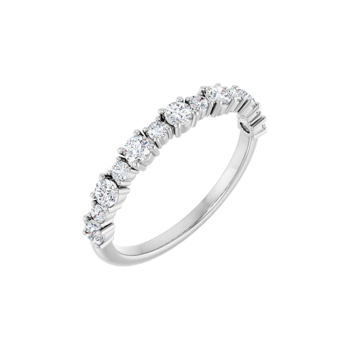 Round Lab-Grown Diamond Half Eternity Band in 14K Gold or Platinum - 14K White Gold