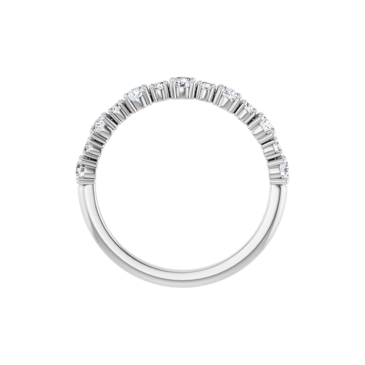 Round Lab-Grown Diamond Half Eternity Band in 14K Gold or Platinum - 14K White Gold