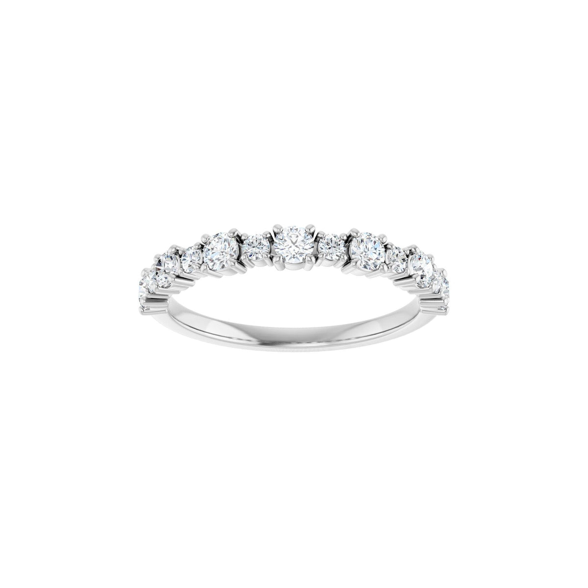 Round Lab-Grown Diamond Half Eternity Band in 14K Gold or Platinum - 14K White Gold